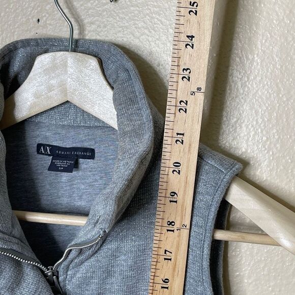 Armani Exchange Vest Women's SP Gray Quilted Puffer Full Zip Snap Pockets - Picture 9 of 12